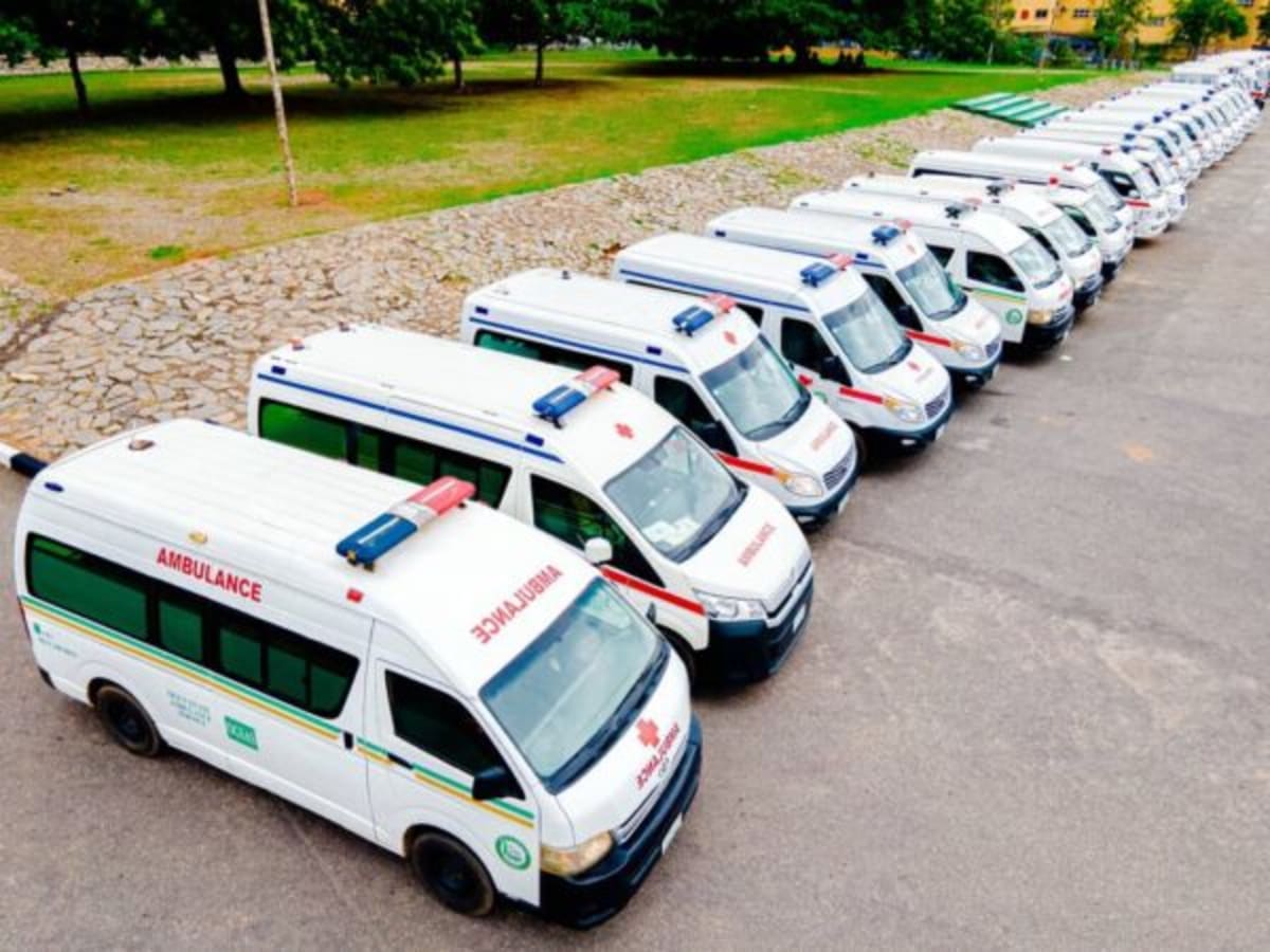 Emergency medical responder answering call at Nigeria's new 112 emergency hotline center