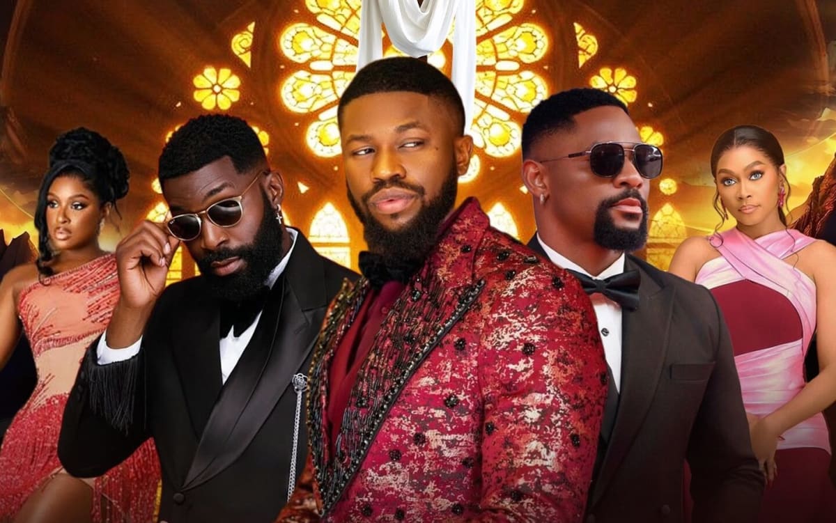 Nigerian actors Stan Nze and Eso Dike with filmmaker John Ekanem on Brothers in Arms film set