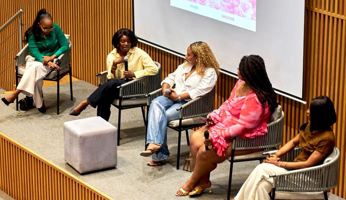 Female entrepreneurs presenting business pitches at Lagos funding competition for beauty startups