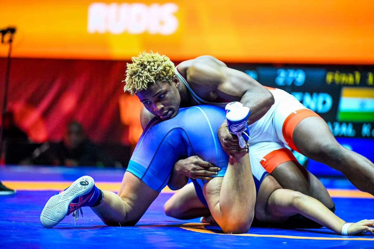 Nigerian female wrestlers celebrating with medals at international wrestling championship in Mongolia