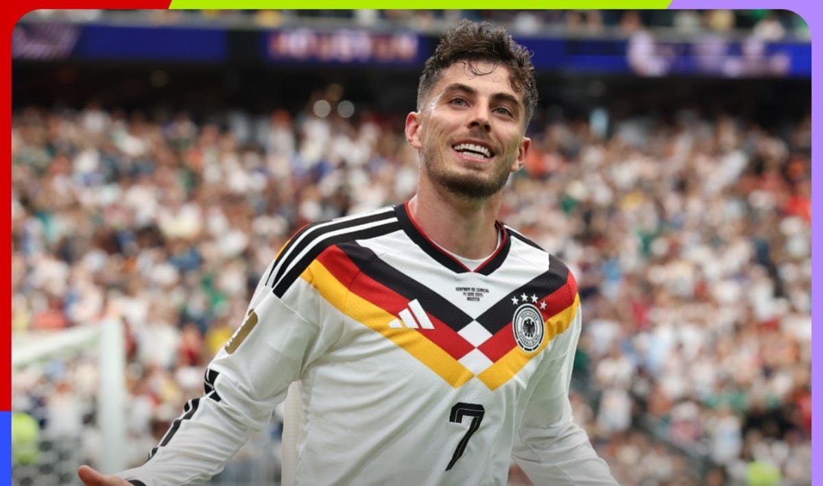 German footballers Jamal Musiala and Felix Nmecha celebrating during World Cup victory over Curacao