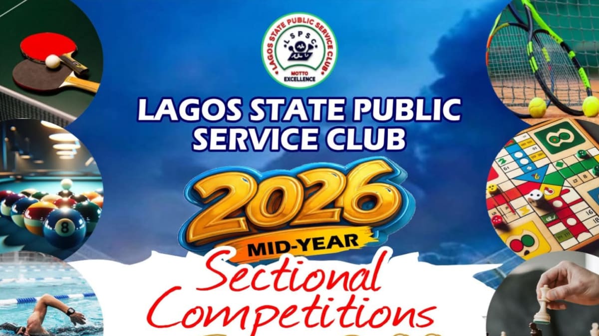 Public servants playing tennis at Lagos State Public Service Club health-focused sports tournament