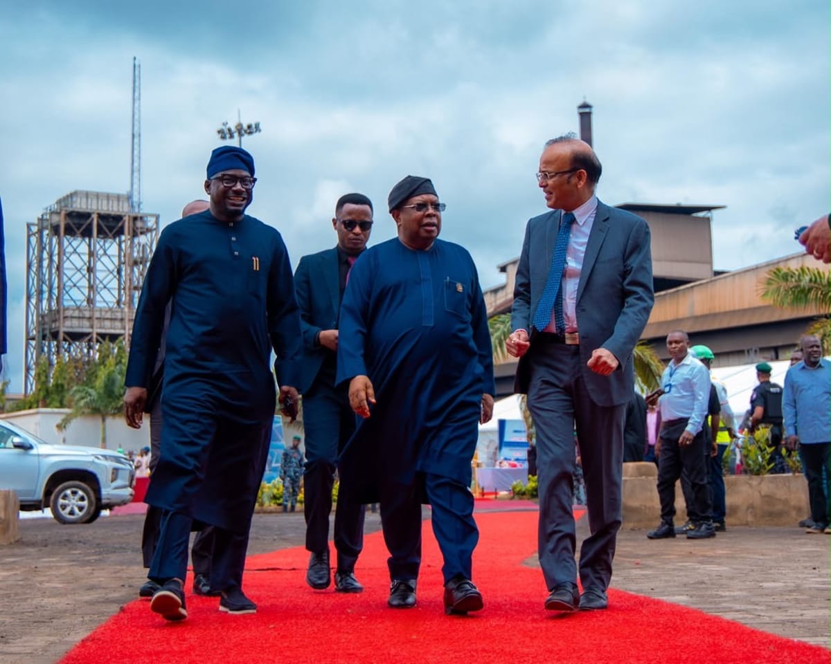 Solar panel installation at mini-grid facility bringing clean electricity to rural Nigerian community