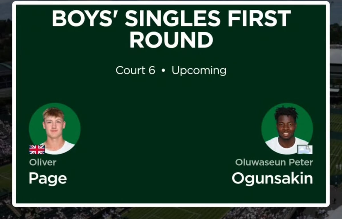 Nigerian tennis player Oluwaseun Ogunsakin competing on grass court at Wimbledon qualifying tournament