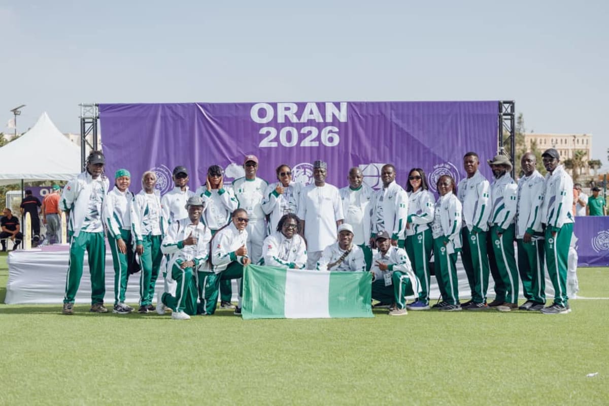 Nigerian women's barebow archery team celebrating their historic first gold medal at African Championships