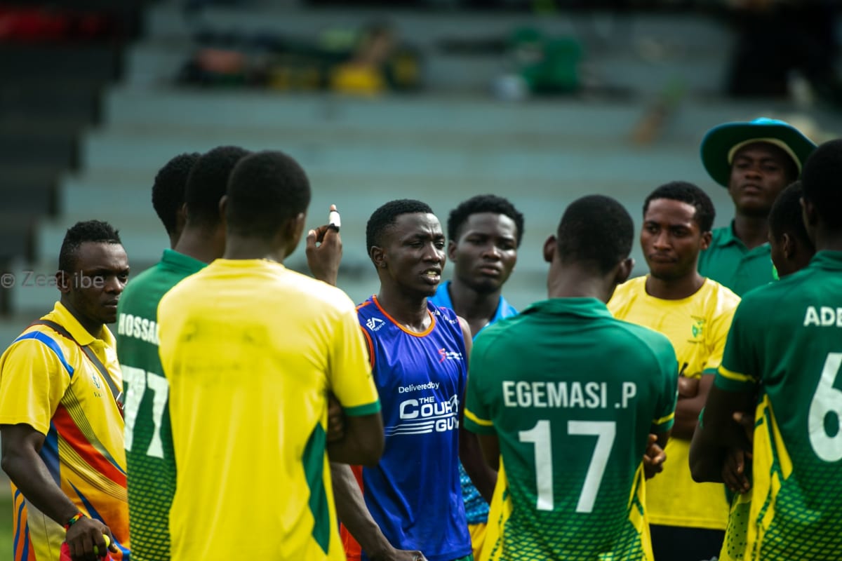 Nigeria's Junior Yellow Greens cricket team poses together in their uniforms