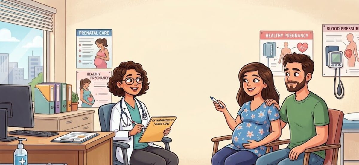 Pregnant woman receiving prenatal care checkup from healthcare provider in medical office