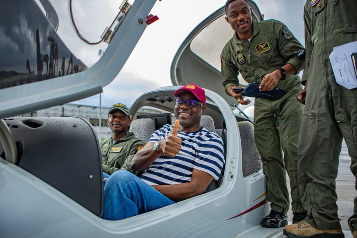 Diamond DA42 surveillance aircraft on tarmac at Ibadan airport in Oyo State, Nigeria