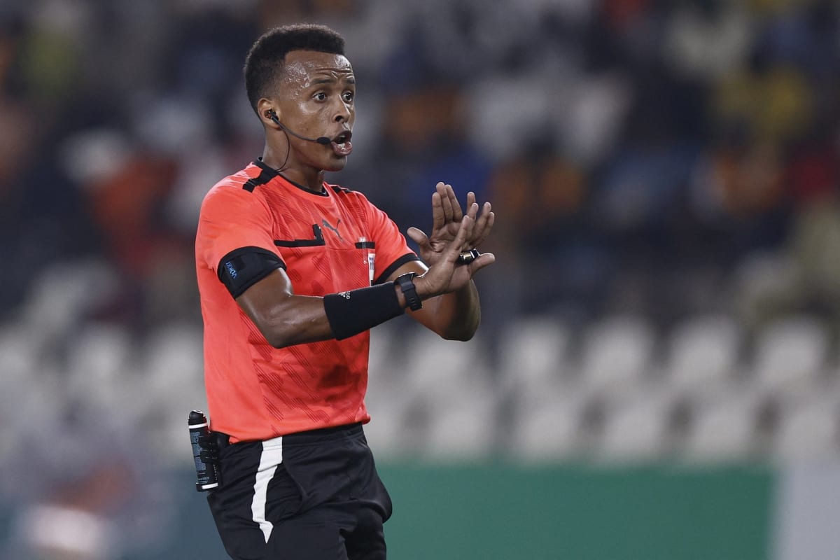 Somali referee Omar Artan preparing to officiate the UEFA Super Cup match
