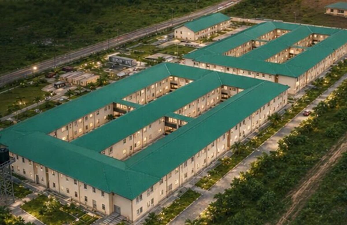 Modern student dormitory building with multiple floors at Akwa Ibom State University in Nigeria