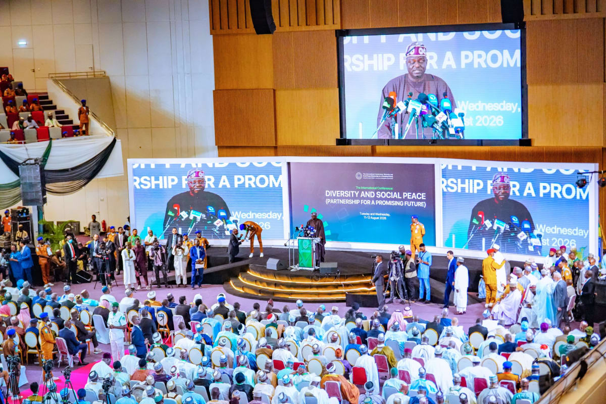 Religious leaders from Christian and Muslim communities gathering at interfaith peace conference in Nigeria