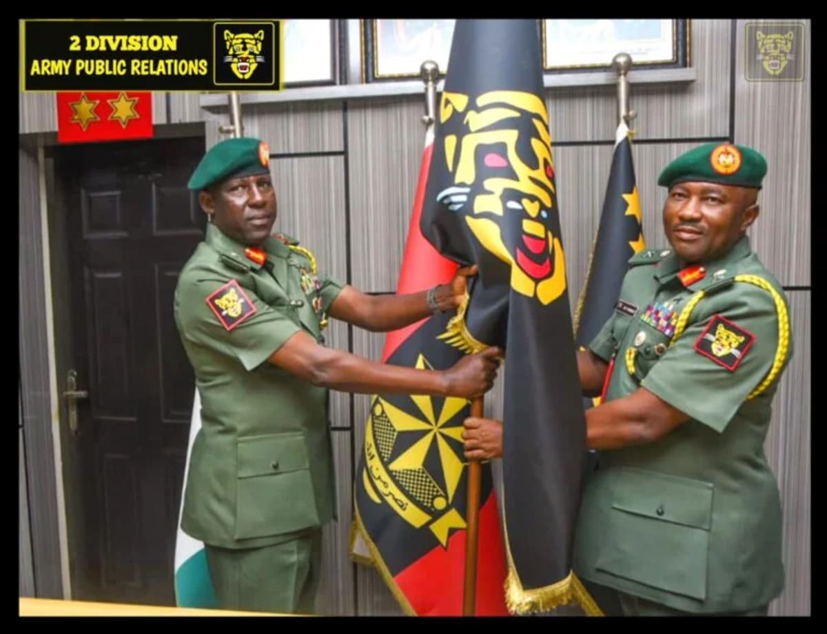 Nigerian Army officers at 2 Division Headquarters during leadership handover ceremony in Ibadan