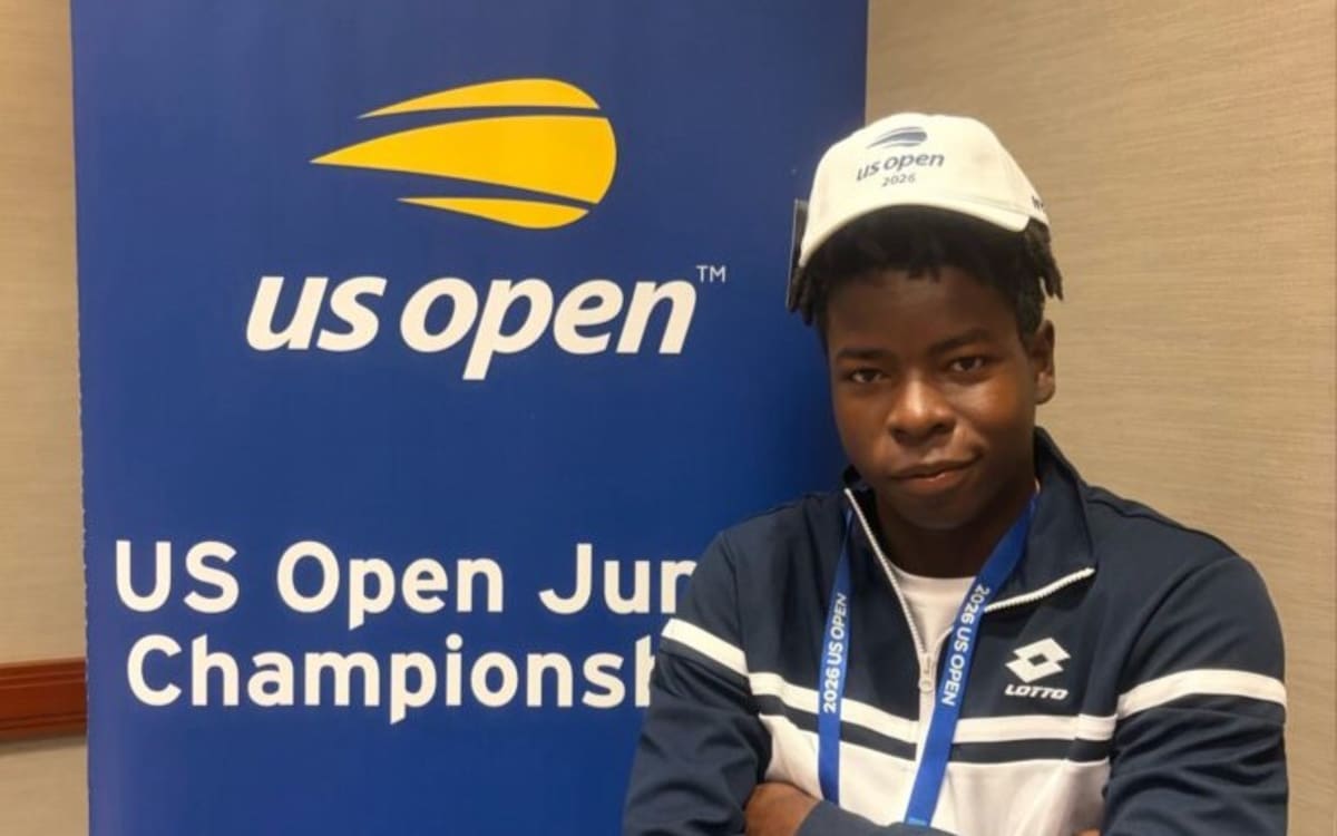 Young Nigerian tennis player Oluwaseun Ogunsakin competing at US Open Junior Championships