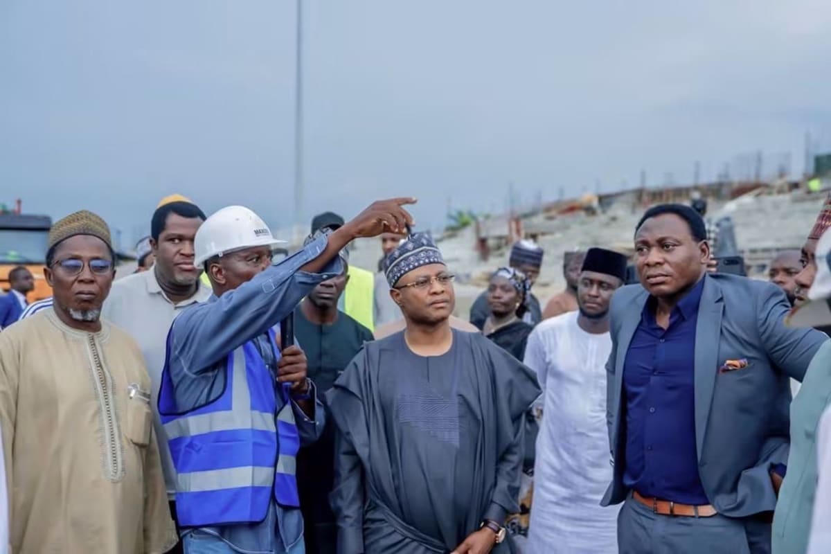 Ahmadu Bello Stadium reconstruction site in Kaduna, Nigeria showing modern sports facility development