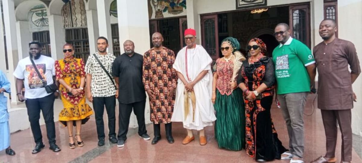 Traditional Nigerian palace entrance where rulers met with filmmakers discussing social equality