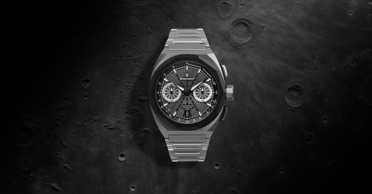 Bremont Supernova Chronograph watch with blue luminescent dial designed for lunar surface mission