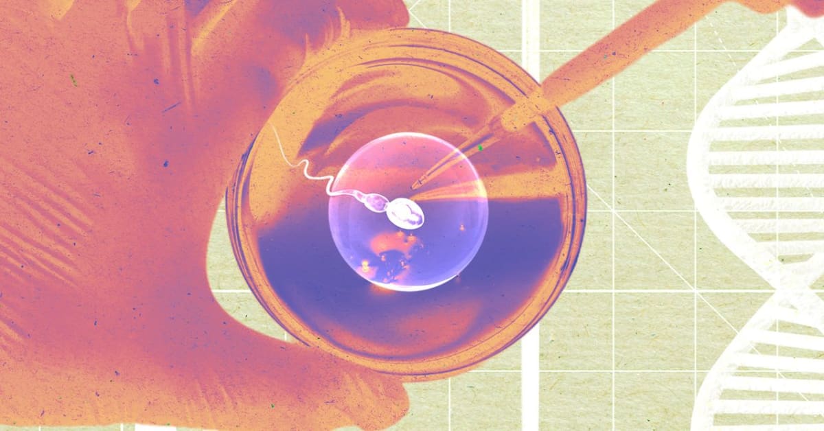 Microscopic view of laboratory-grown human sperm cells in a petri dish under scientific equipment