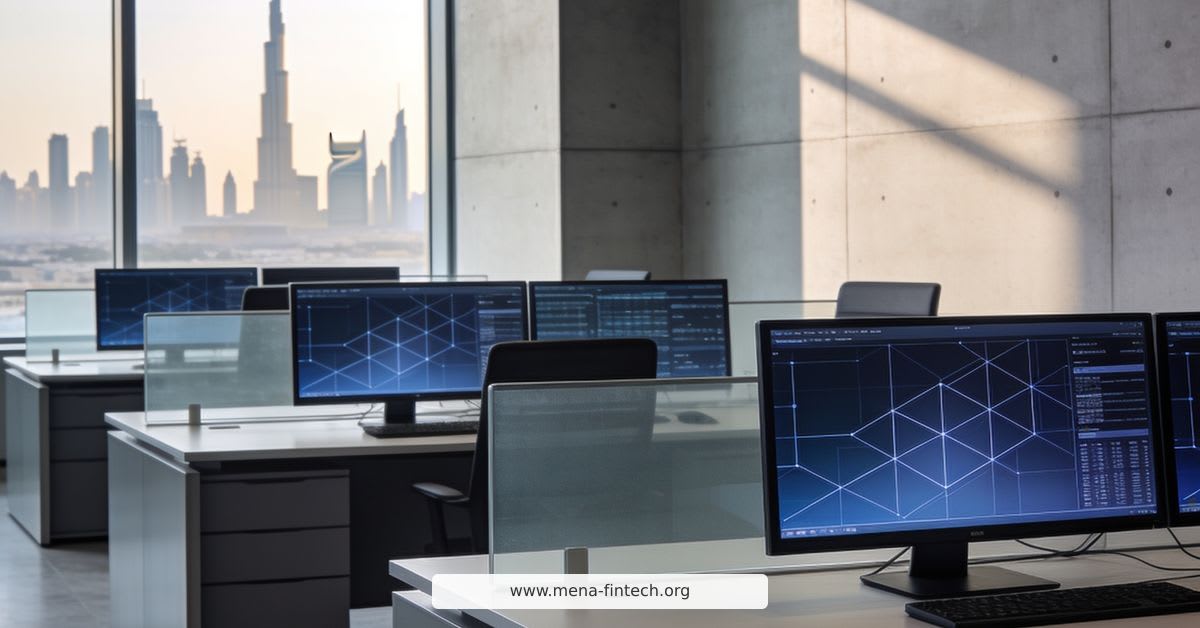 ** Modern digital classroom with students using artificial intelligence powered educational technology in UAE