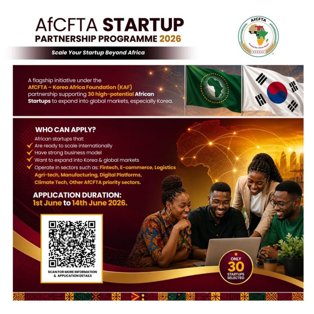 African and Korean business professionals shaking hands symbolizing new startup partnership program