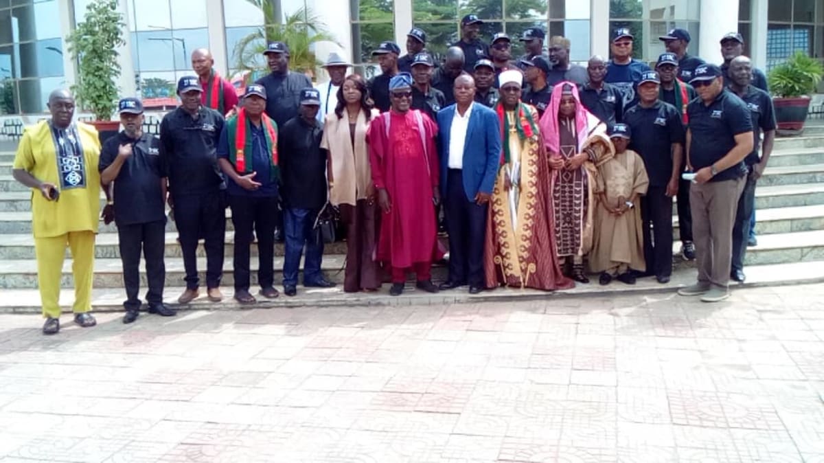 Retired Nigerian military officers gathering together at anniversary reunion celebration in Abuja