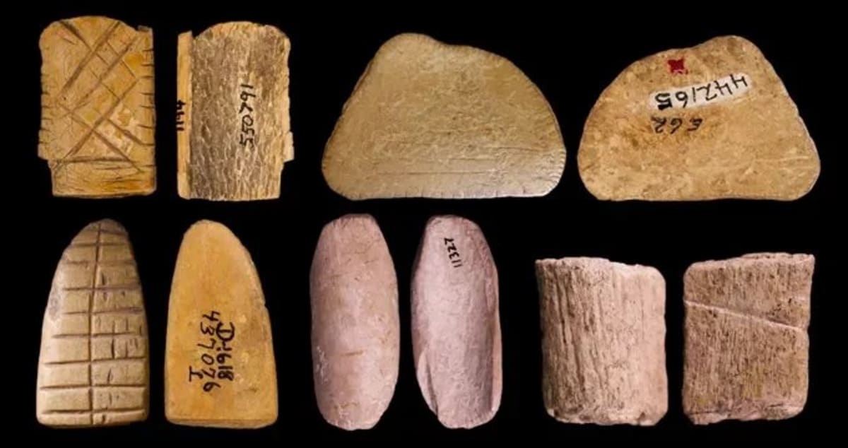 Ancient bone dice with etched markings from 12,000-year-old Native American archaeological site