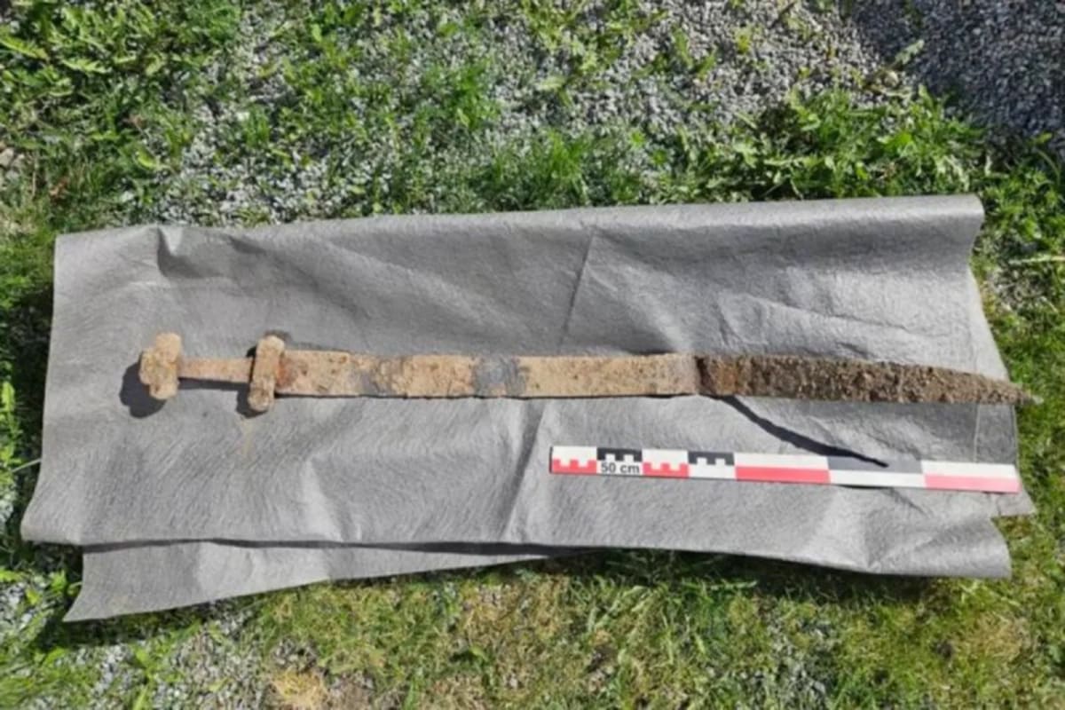 Ancient rusty sword from 1,300 years ago discovered by Norwegian schoolboy on field trip