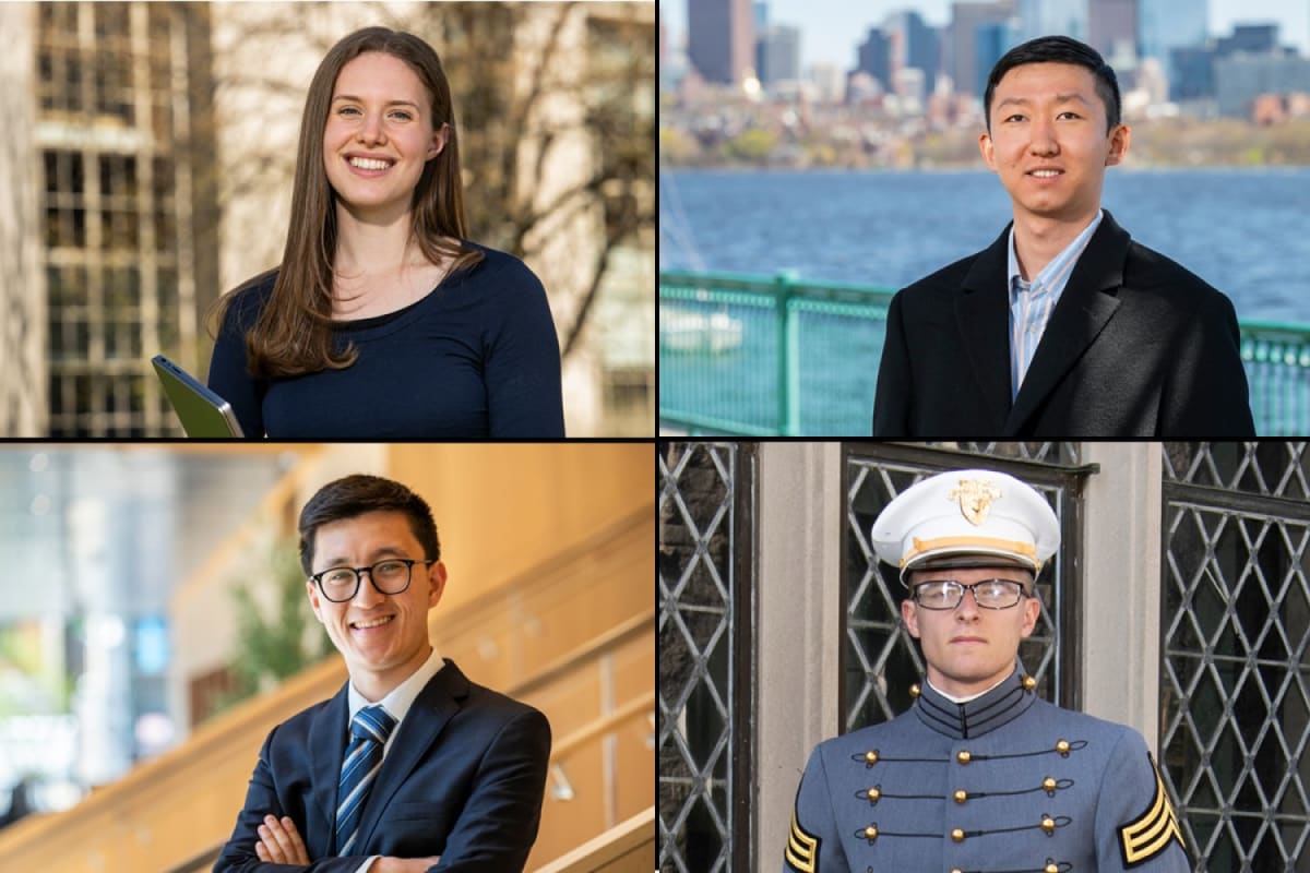 Four portrait photos of 2026 Hertz Foundation Fellowship winners from MIT