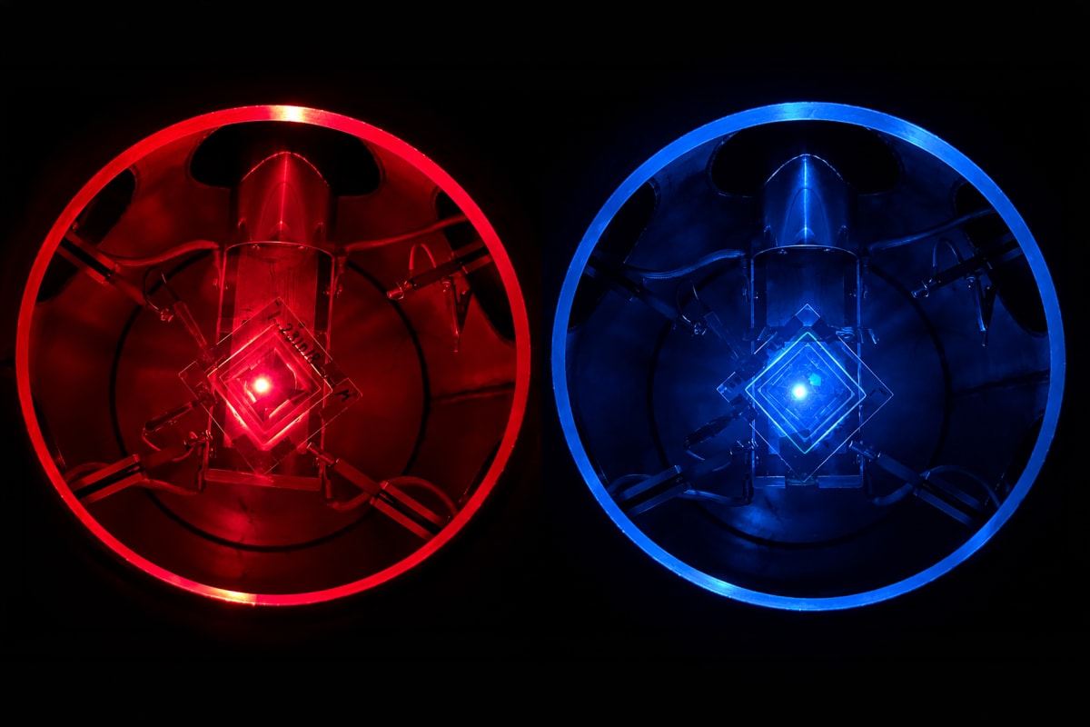 Microscopic view of quantum dot LED particles emitting pure colored light for energy-efficient displays