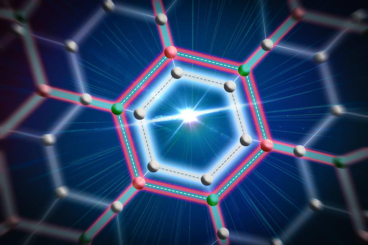 Illustration showing ultrathin superconducting material protected by graphene layer above silicon dioxide substrate
