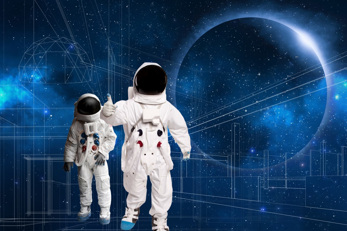 Conceptual illustration of futuristic space habitat interior designed for astronaut wellbeing and mental health