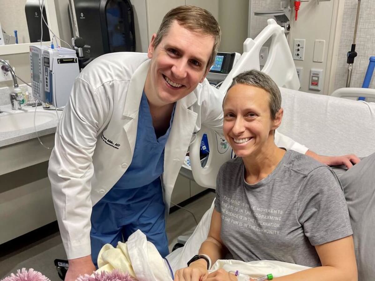 DeAnn Fylling meeting with plastic surgeon Dr. Andrew Mills at Sanford Health in Bismarck