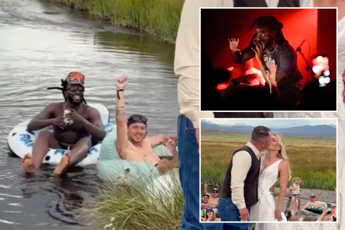 Country Star Shaboozey Floats By Wedding on Inner Tube - Image 2