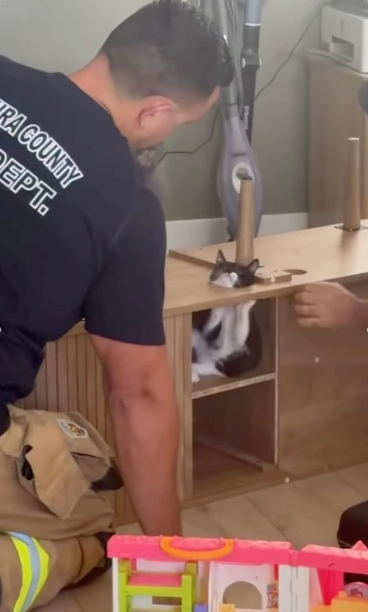 Firefighters Save Kitten Stuck in Entertainment Center - Image 4