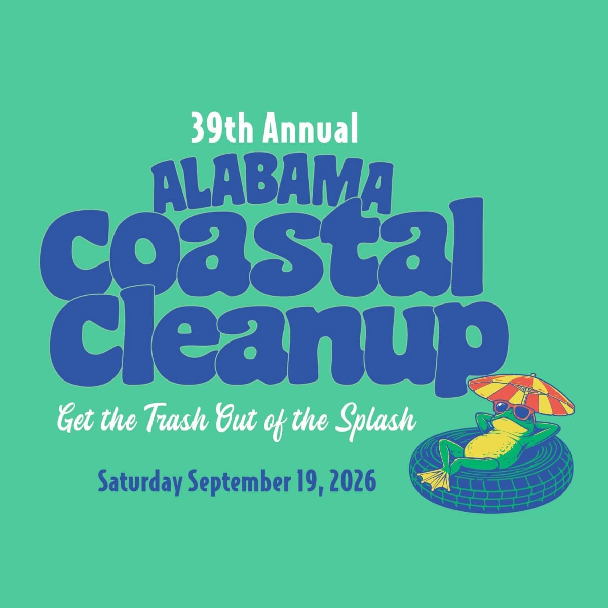 Volunteers in gloves collecting trash and debris along Alabama's sandy coastline during annual cleanup event
