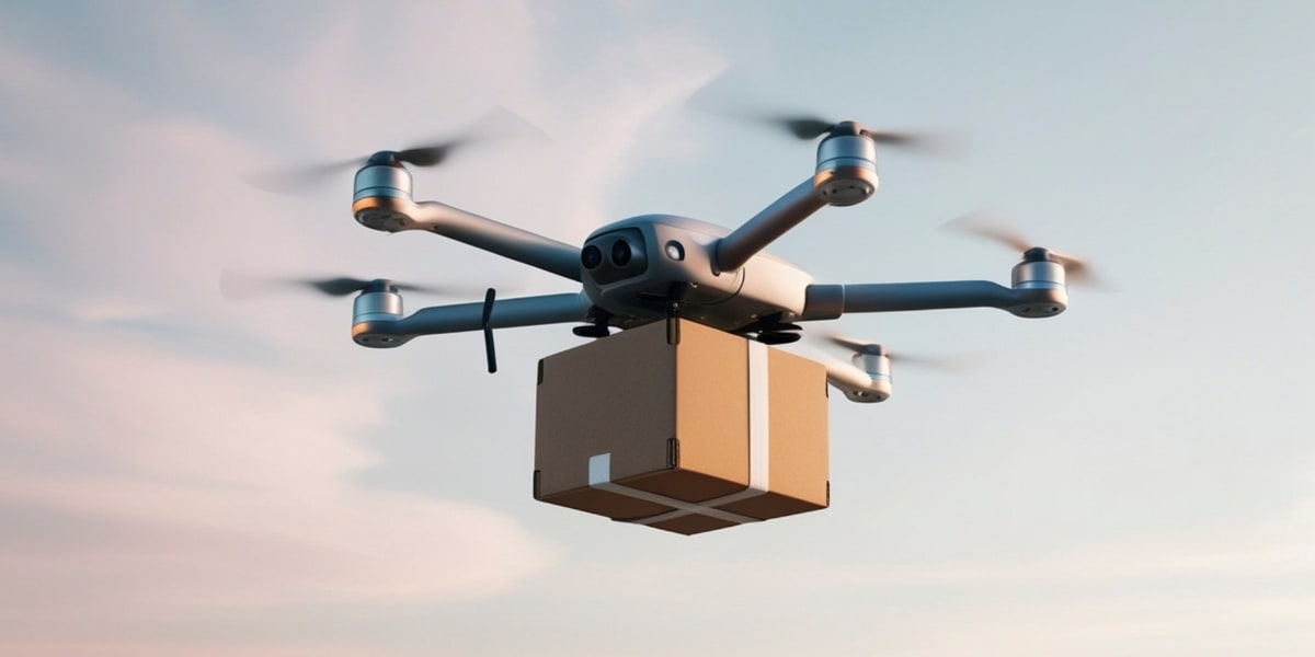 Amazon delivery drone flying over residential neighborhood in Baton Rouge Louisiana