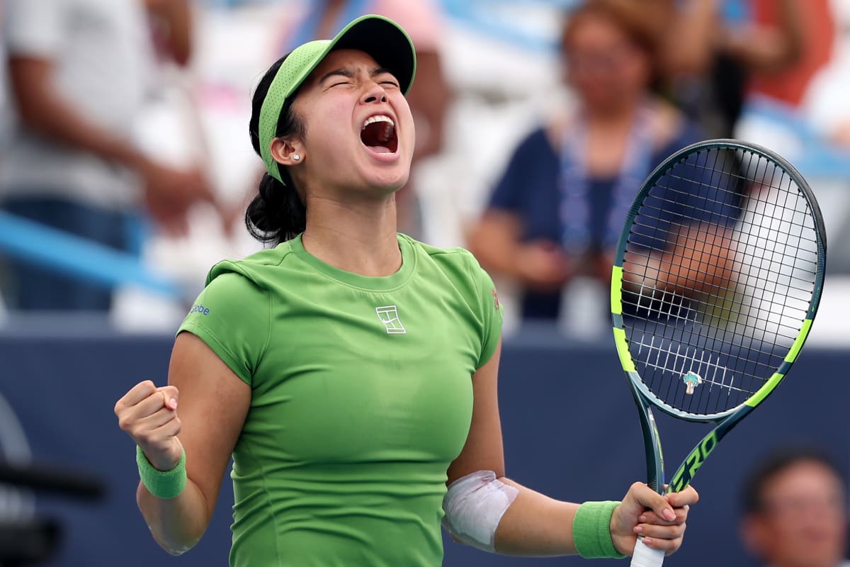 Alexandra Eala celebrating with trophy after winning 2026 Washington DC Open tennis championship
