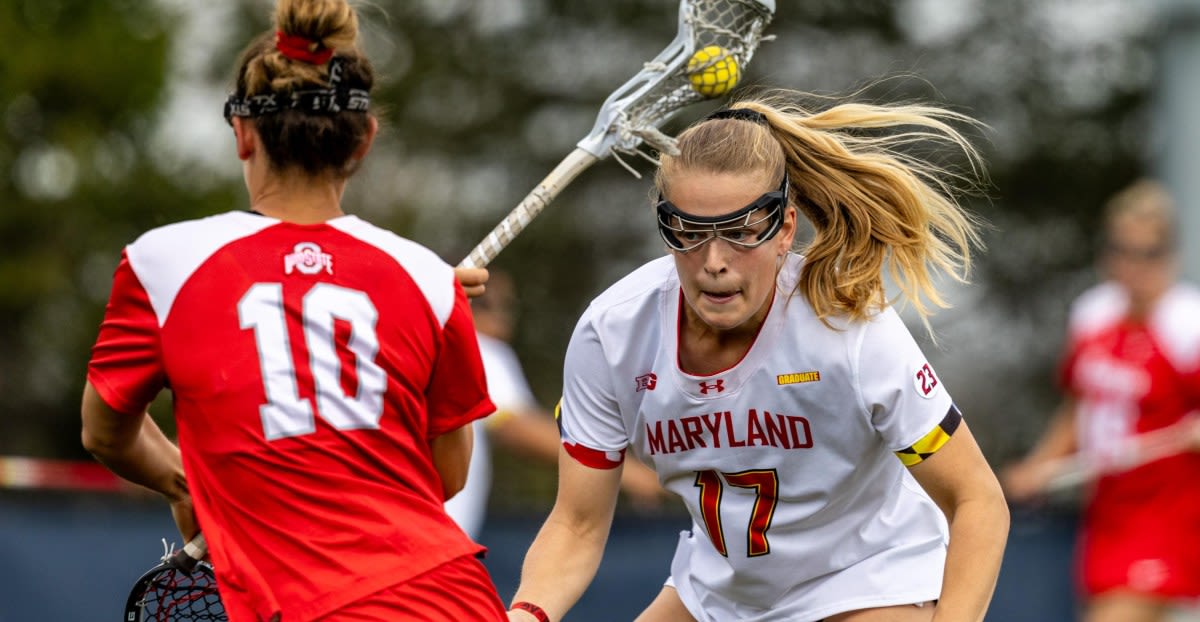 Maryland Charm women's lacrosse players celebrating with championship trophy on field