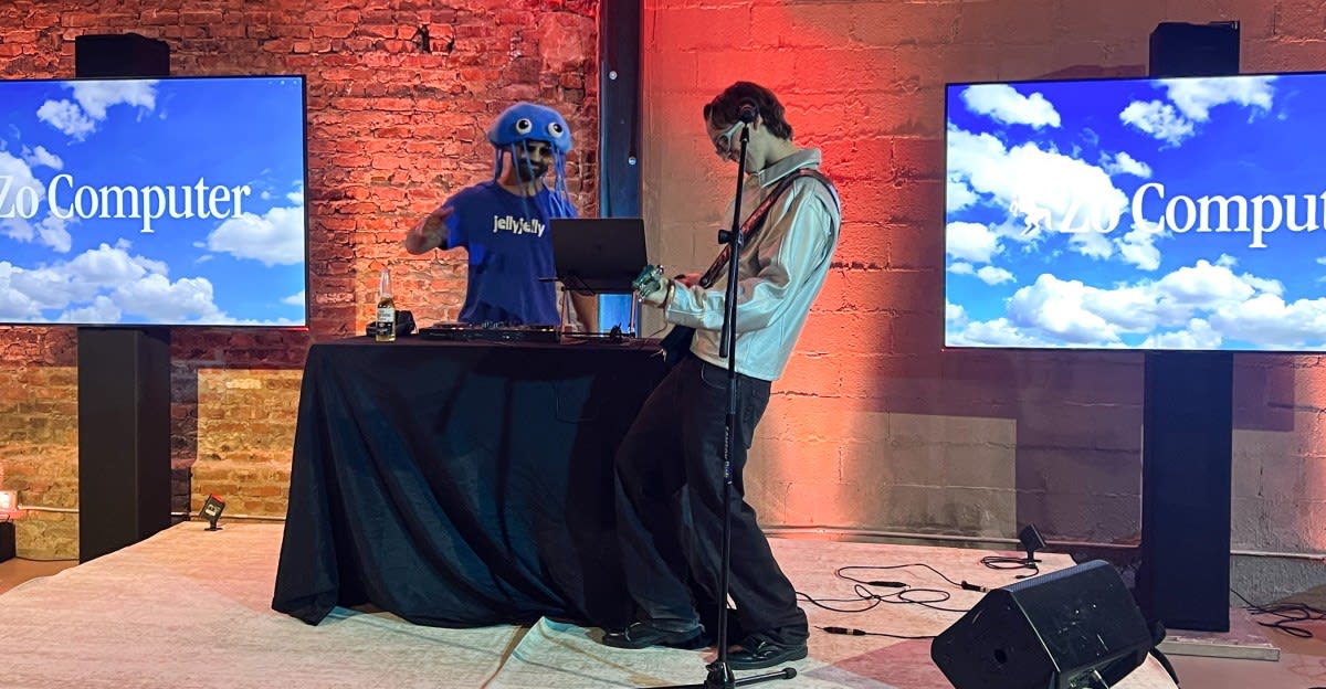 Attendees in colorful lobster headbands gather at ClawCon NYC tech celebration event