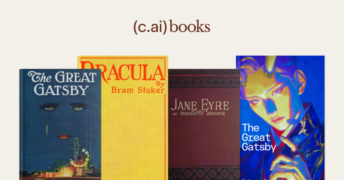 Screenshot showing Character.AI Books interface with Alice in Wonderland interactive story experience