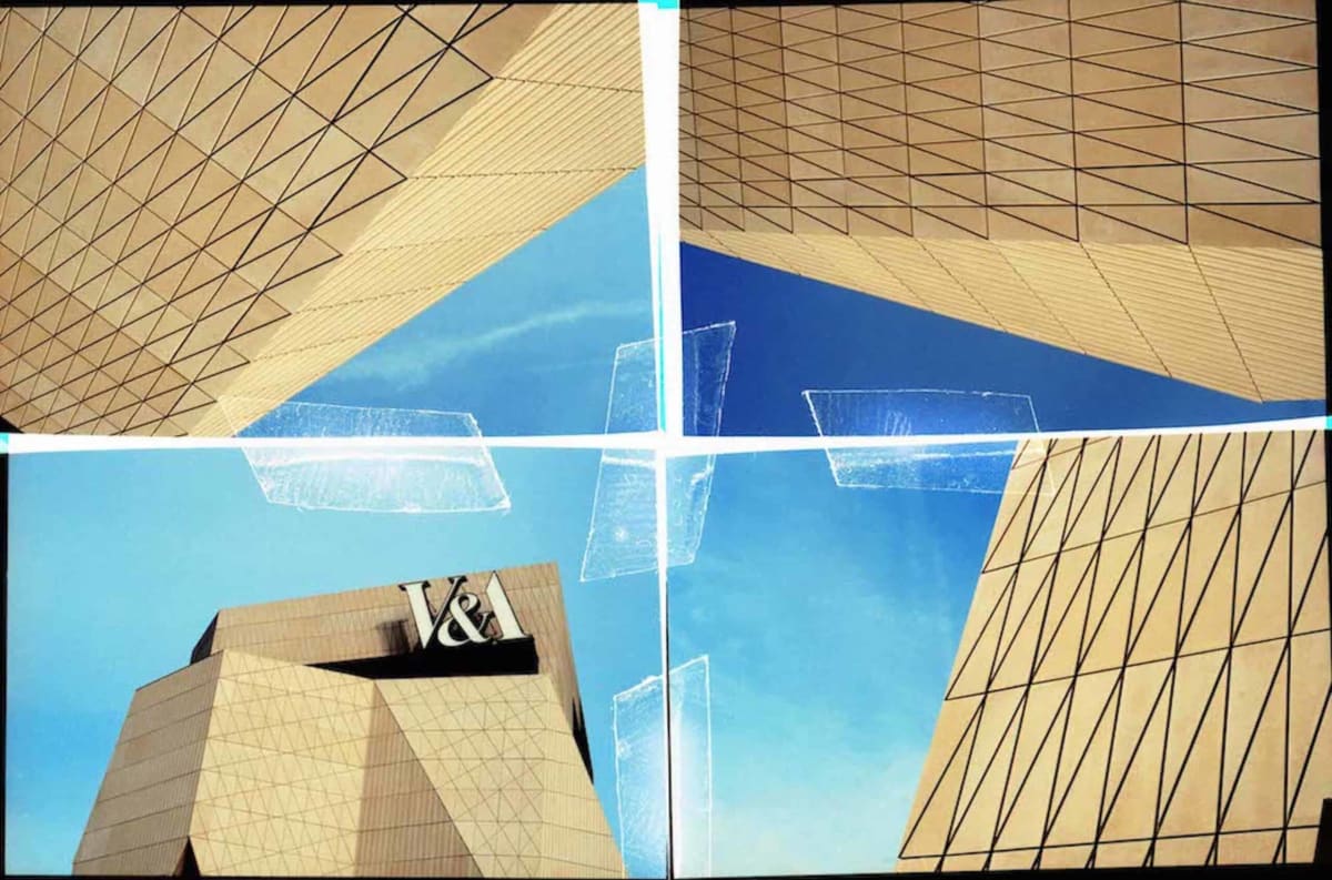 Modern five-story V&A East Museum building in London's Queen Elizabeth Olympic Park