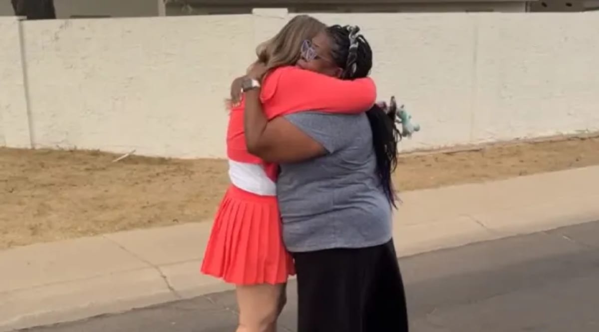 Sarah Paul and Barbara Daw-Sanders reunited after nearly 20 years apart smiling together