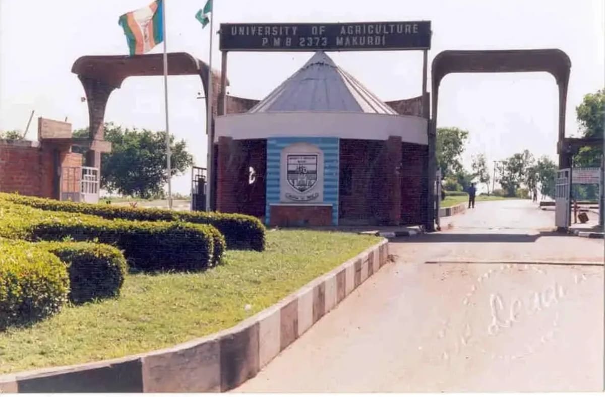 University lecturers gather outside academic building in Benue State, Nigeria
