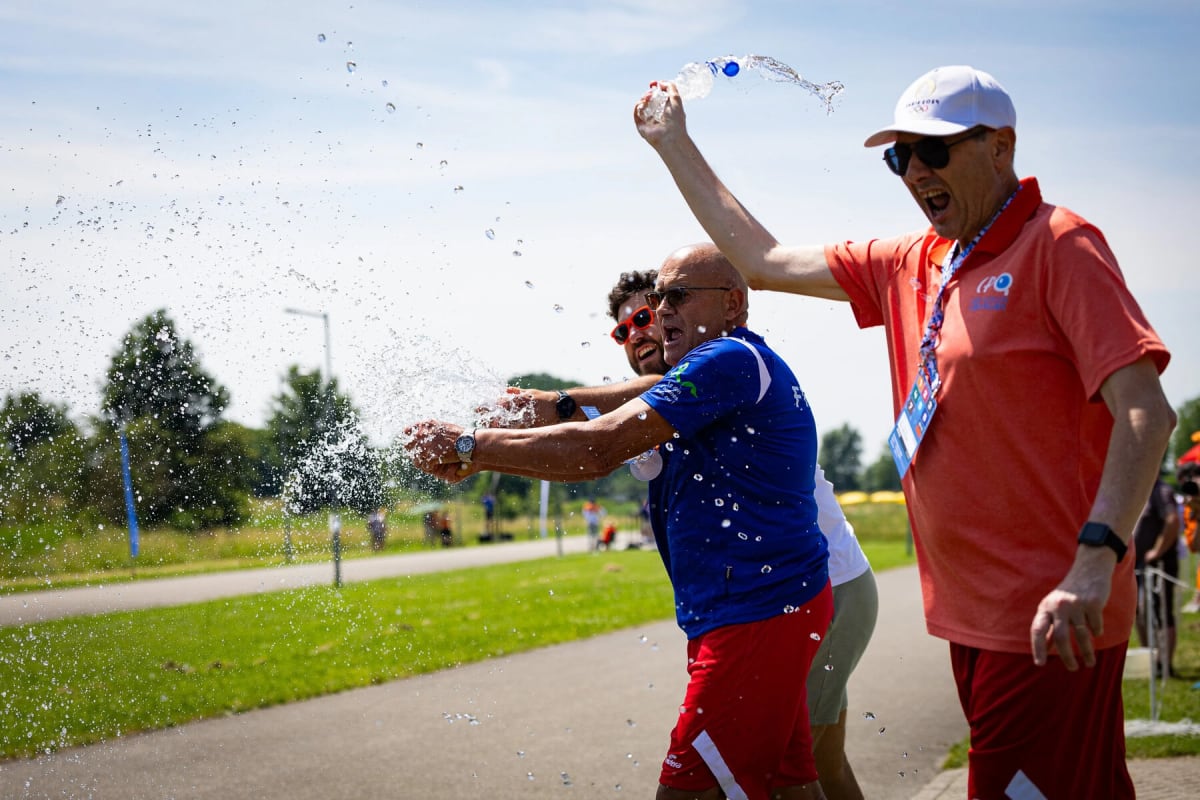 Robert Lindemann, heart transplant recipient, smiling at European Transplant Games sporting event