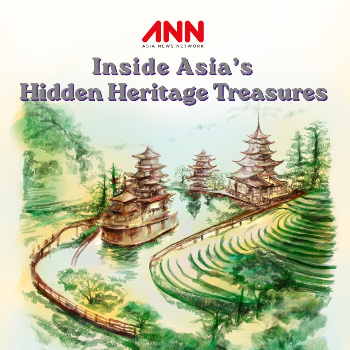 Collage of Asian cultural landmarks and heritage sites representing diverse nations across continent