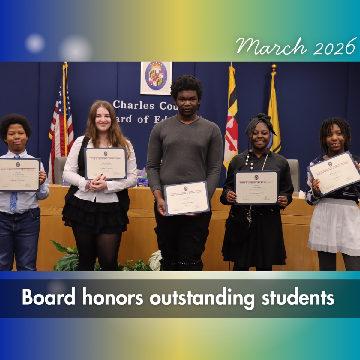 Six Charles County Students Honored for Academic Excellence