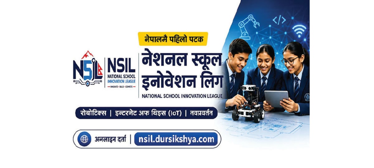 ** Nepali students working together on robotics project with electronic components and programming tools