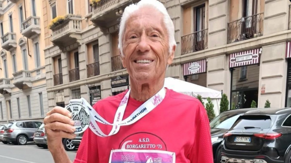 Ninety-year-old Giuseppe Damato running a race in Turin, Italy, setting world record