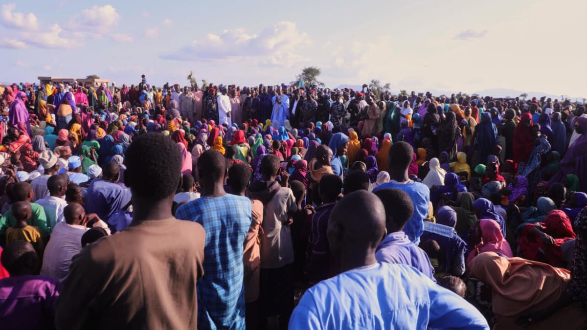 Nigerian security forces conducting rescue operations in northeastern Borno state region