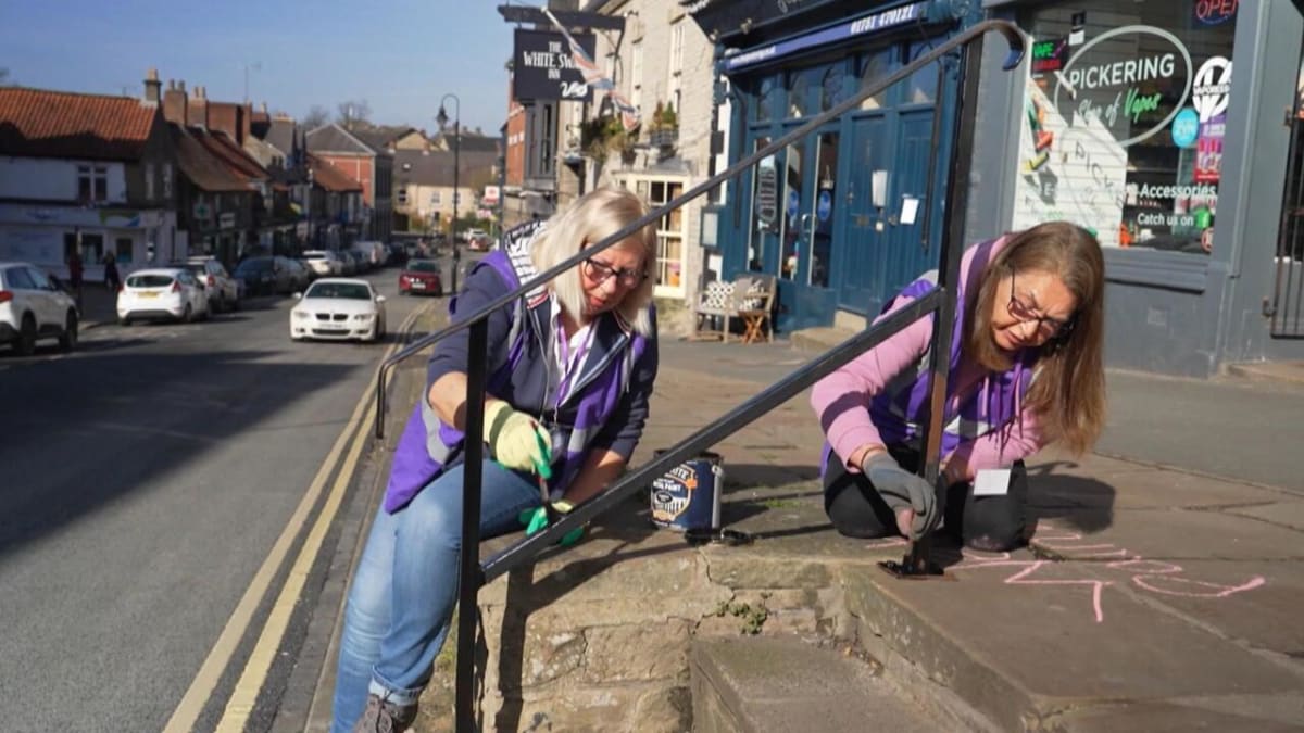 Yorkshire volunteers working together to maintain public garden and community spaces