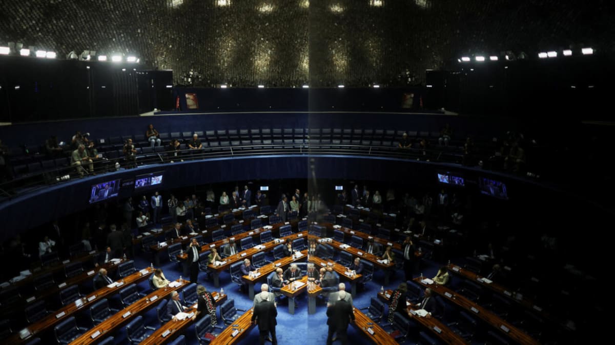 Brazilian Senate chamber during historic vote on European Union trade agreement